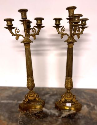 Paire de Grands Bougeoirs en bronze époque Napoléon III Ht 5…