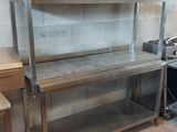 two tables and a bench in a room