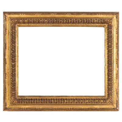 an old gold picture frame with a white background