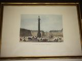 tableau représentant une vue de ville avec un monument en arrière-plan