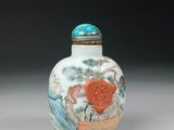 chinese snuff bottle decorated with birds and flowers on a white background