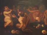 une image représentant un tableau où l'on voit un groupe d'anges jouant de la musique