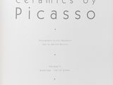 an open book with a black and white cover of ceramics by picassoo