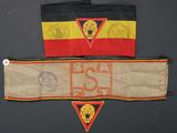 two flags with a lion on the front and a lion on the back
