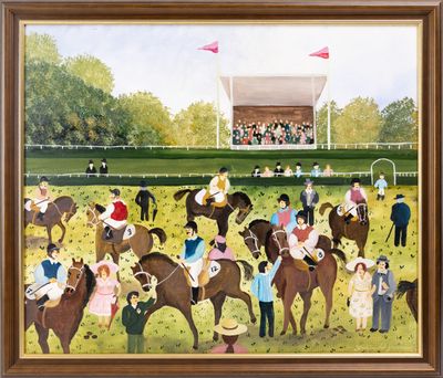 Jean-Michel FROSSARD (né en 1950), "Au champs de courses", h…