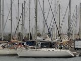 several sailboats are docked in a harbor with many masts