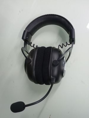 a black headphone with a microphone attached to it
