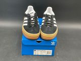 adidas superstar shoes in black and white with gum soles
