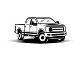 un dessin en noir et blanc représentant une camionnette sur fond blanc