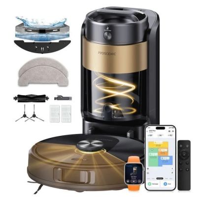une photo d'une cafetière noire et dorée équipée d'une télécommande
