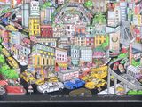 a picture of a picture of a city with lots of cars