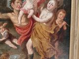 painting of a painting of a group of people with a baby