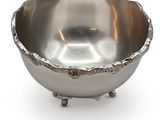 silver plated bowl on stand on white background with white background