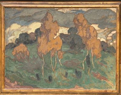 une image représentant un tableau montrant un groupe de chevaux dans un champ