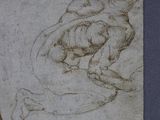 two studies of a seated man and a seated woman, one of which is holding a baby