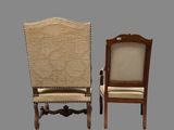 pair of chairs with upholstered back and upholstered back