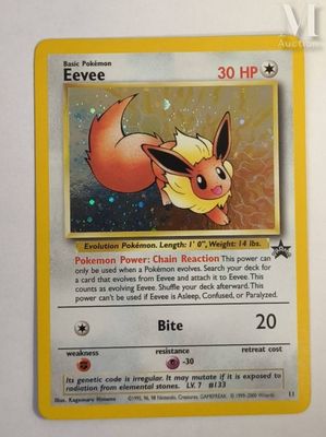 an image of a pokemon card with a picture of eevee