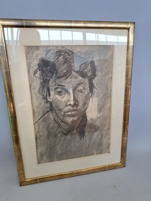 Ecole XXème Portrait d'homme Fusain