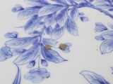 a blue and white plate with blue flowers on it