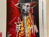 trois affiches représentant un homme coiffé d'un chapeau et une femme en robe