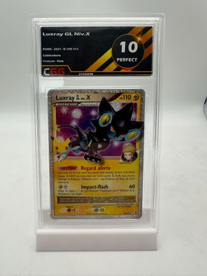 a close up of a pokemon card in a plastic holder