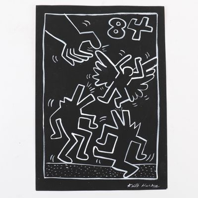 une image représentant un dessin en noir et blanc d'un homme tenant un couteau