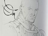 drawing of a drawing of a man with a tie around his neck