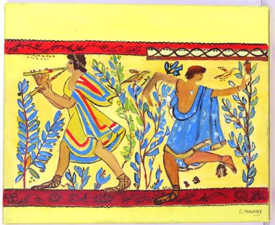 Claudine MAUROY (XXe). "Deux personnages d'après l'Antique",…