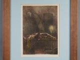 an image of a painting of a woman laying on a bed
