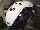 a helmet that is sitting on top of a rack