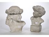 pair of marble busts of a man and a woman