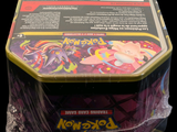 a box of pokemon trading cards on a black background