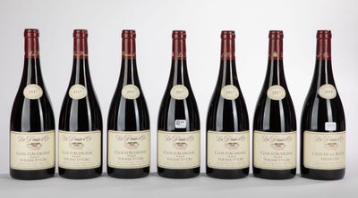 six bottles of red wine lined up in a row