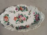 a white plate with flowers on it on a table