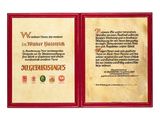 la quatrième de couverture d'un livre, avec une bordure rouge et une bordure dorée