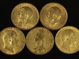 four gold sovereigns of the british royal family