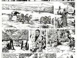 une image représentant une bande dessinée en noir et blanc dans laquelle on voit un homme à cheval