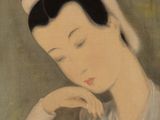 an image of a painting of a woman in a white hat
