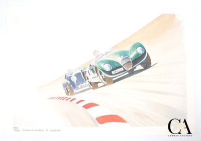 une image représentant une peinture d'une voiture de course sur un circuit
