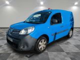 the blue van is parked on a checkered tile floor