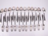 a lot of forks and spoons sitting on a table