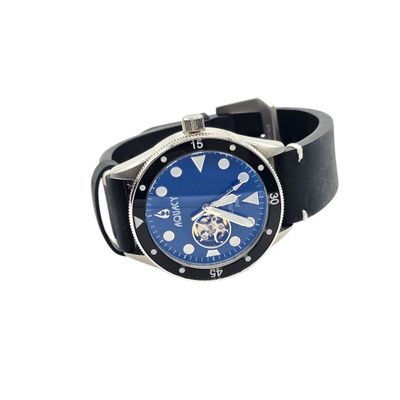 an image of a wrist watch with a blue dial