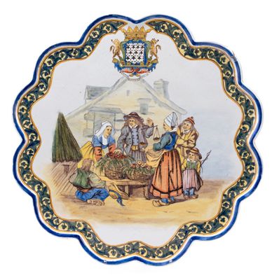 a plate with a picture of a family on it