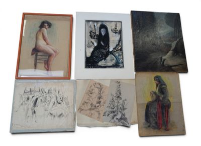 several different pictures of a woman sitting on a chair in front of a white background