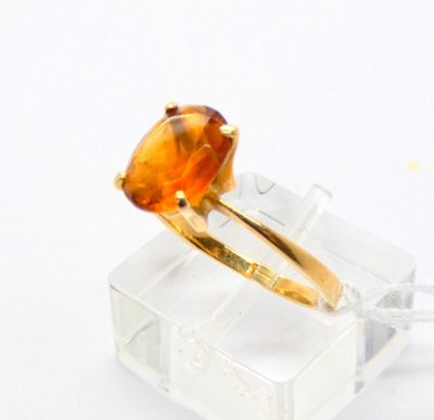 Bague en or jaune 750 °/°° (18k) sertie d'une citrine taillé… - Photo 1