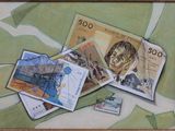 a picture of a painting of a picture of a man with money