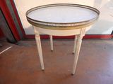 a small table with a tray on top of it
