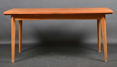 an image of a wooden table on a grey background