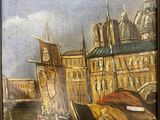 une image d'une peinture de bateaux dans un port