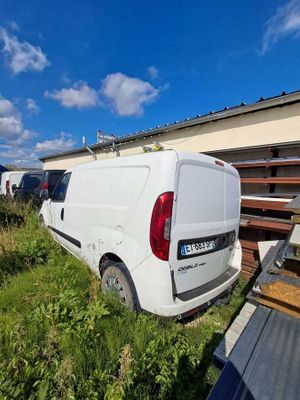 une camionnette blanche garée dans l'herbe